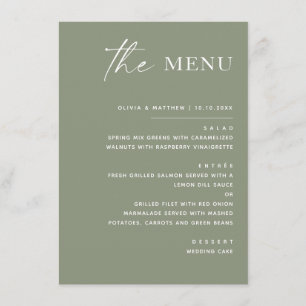 Stoffige saliegroene trouw Elegante tuin buiten Menu
