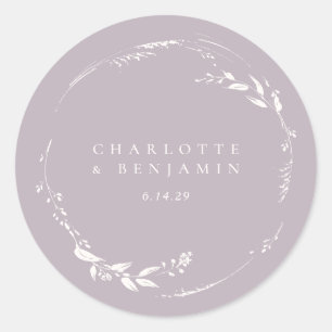 Stoffige seringen bloemenkrans monogram gepersonal ronde sticker