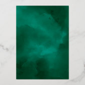 Stoffige smaragd groen wit bloemenbruiloft folie uitnodiging (Achterkant)