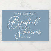 Stoffige Stof Blauw Bruidsfeest Wit Gepersonalisee Sparkling Wijnetiket (Enkel label)