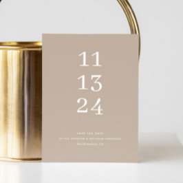 Stoffige Taupe Bruiloft | Minimalistische Neutrale Save The Date