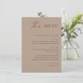 Stoffige Taupe Bruiloft. Moderne Warme Nuchtere On Menu (Staand voorkant)