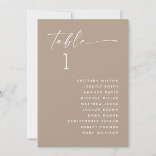 Stoffige Taupe Minimalistische Trouwzaalstoelindel Kaart