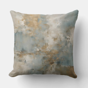 Stoffige Teal Blauwe Gouden Abstracte  Kussen