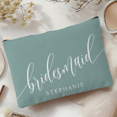 Stoffige Teal Bruidsmeisje Moderne Calligrafie Etui