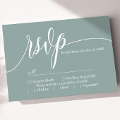 Stoffige Teal Eenvoudige Script Trouw RSVP Kaart