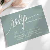 Stoffige Teal Eenvoudige Script Trouw-RSVP-Kaart RSVP Kaartje