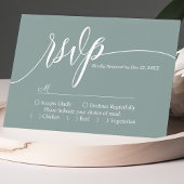 Stoffige Teal Eenvoudige Script Trouw-RSVP-Kaart RSVP Kaartje