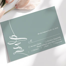 Stoffige Teal Elegante Calligrafie Huwelijks RSVP Kaartje
