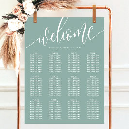 Stoffige Teal Minimalistische Trouwzaalstoelenkaar Poster