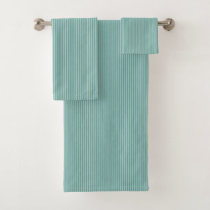 Stoffige Teal Streep Modern Vintage Aqua Blauw Bad Handdoek