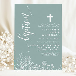 Stoffige Teal Witte Bloemrijke Elegante Schrift Do Kaart
