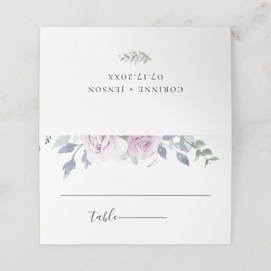 Stoffige tuin bloemenbruiloft plaatskaartje (Buitenkant ongevouwen)