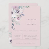 Stoffige Tuin Bloemige Blush Trouw Uitnodiging (Voorkant / Achterkant)