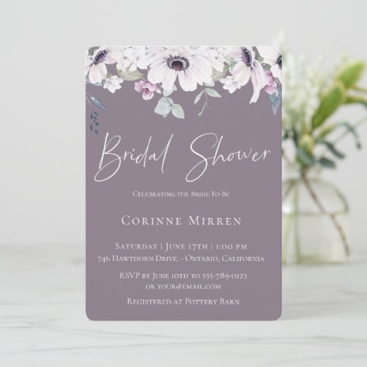 Stoffige Tuin Bloemige Bruids-Shower Uitnodiging (Staand voorkant)