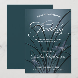 Stoffige Turquoise Libelle Verjaardag Kaart