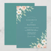 Stoffige Turquoise Loof Eucalyptus Bruiloft Kaart (Voorkant / Achterkant)