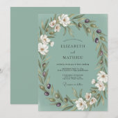 Stoffige Turquoise Olijf Eucalyptus Bruiloft Kaart (Voorkant / Achterkant)