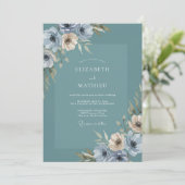 Stoffige Turquoise Serene Botanische Bruiloft Kaart (Staand voorkant)