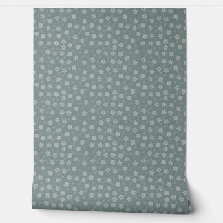 Stoffige Turquoise Wazige Bloemen Cottagecore Linn Behang