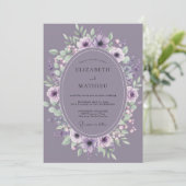 Stoffige Vintage Mauve Bloemblad Bruiloft Kaart (Staand voorkant)