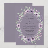 Stoffige Vintage Mauve Bloemblad Bruiloft Kaart (Voorkant / Achterkant)