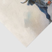 Stoffige western aquarel “Rodeo stierrijder” Tissuepapier (Detail)
