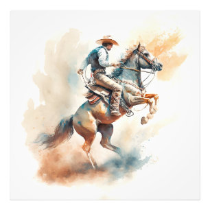 Stoffige western waterverfschilderij “Bokkende bro Foto Afdruk