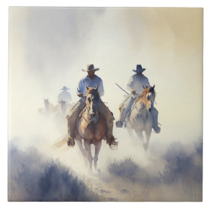 Stoffige Western Waterverfschildering “Posse - De  Tegeltje