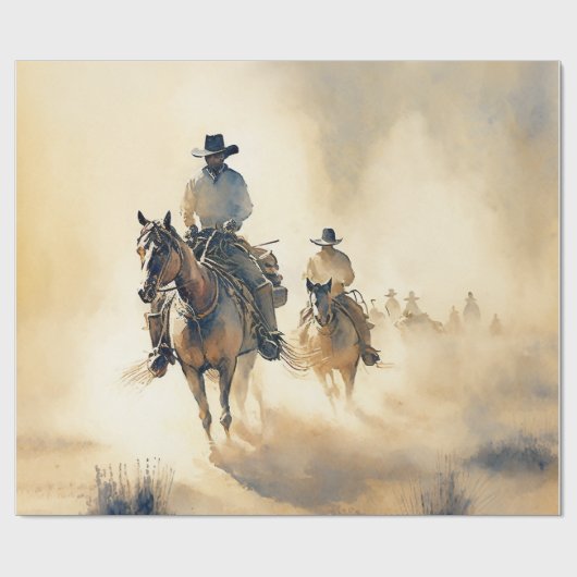 Stoffige western waterverfschildering ‘Riders in t Cadeaupapier (Vlak)