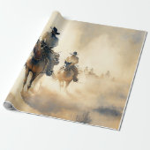 Stoffige western waterverfschildering ‘Riders in t Cadeaupapier (Uitgerold)