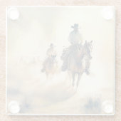Stoffige western waterverfschildering ‘Riders in t Glazen Onderzetter (Achterkant)
