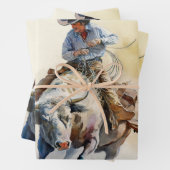 Stoffige western waterverfschildering “Rodeo-stier Inpakpapier Vel (In situ)