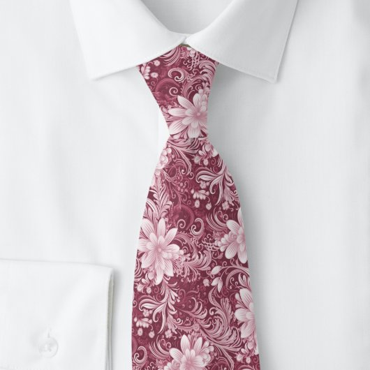Stoffige wijn bloem batik stropdas