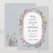 Stoffige Wilde Bloem Aquarel Trouw Uitnodiging (Voorkant / Achterkant)