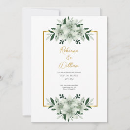stoffige witgroen waterverf trouwkaart kaart