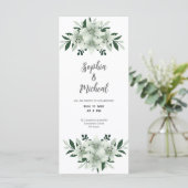 stoffige witte groen bruiloft kaart uitnodiging (Staand voorkant)