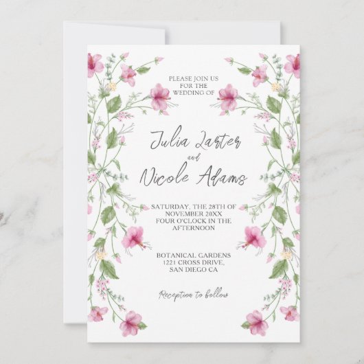 Stoffige Witte Roze Hibiscus Bloom Trouwdouche Kaart (Voorkant)