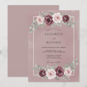 Stoffige Zachte Mauve Bloemblad Bruiloft Kaart (Voorkant / Achterkant)