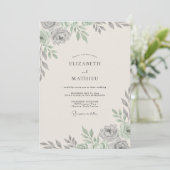 Stoffige Zilveren Eucalyptus Bruiloft Kaart (Staand voorkant)