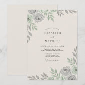 Stoffige Zilveren Eucalyptus Bruiloft Kaart (Voorkant / Achterkant)