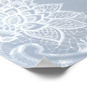 Stofgrijs en perzikkleurig bloemen kant trouwtekst poster (Hoek)