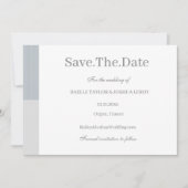 Stofgrijs Wit Strepen Save The Date Kaart (Voorkant)