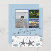 Stofgrijze zeesterren schelpen 3 fotocollage bedankkaart (Voorkant / Achterkant)