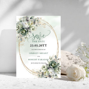 Stofgroen blad waterverf Save The Date