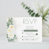 Stofgroen bloemendecor Bruiloft RSVP-reactiekaart RSVP Kaartje (Staand voorkant)