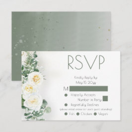Stofgroen bloemendecor Bruiloft RSVP-reactiekaart RSVP Kaartje