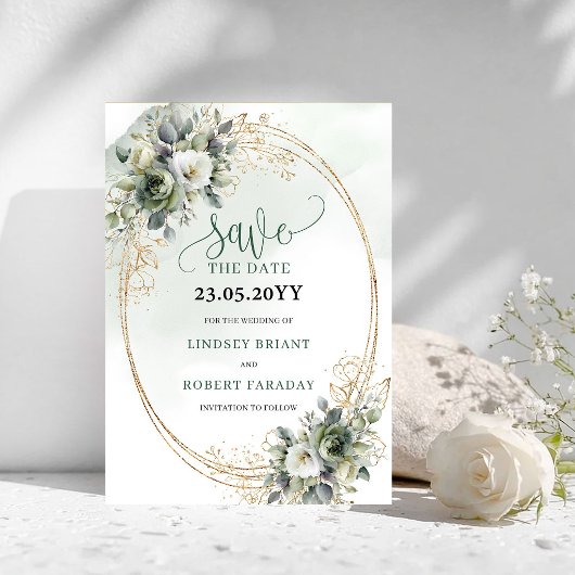 Stofgroen Botanisch Gebladerte Save The Date