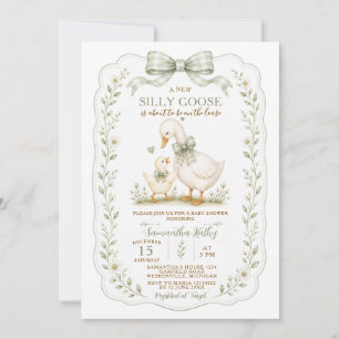 Stofgroen Dwaze Gans Baby Shower Geslacht Neutraal Kaart