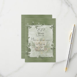 Stofgroen Glanzend Elegant Fonkelend Frame  RSVP Kaartje